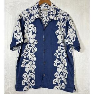 Patagonia Button Up XL Blue White Floral Hawaiian Aloho Pataloha Beach